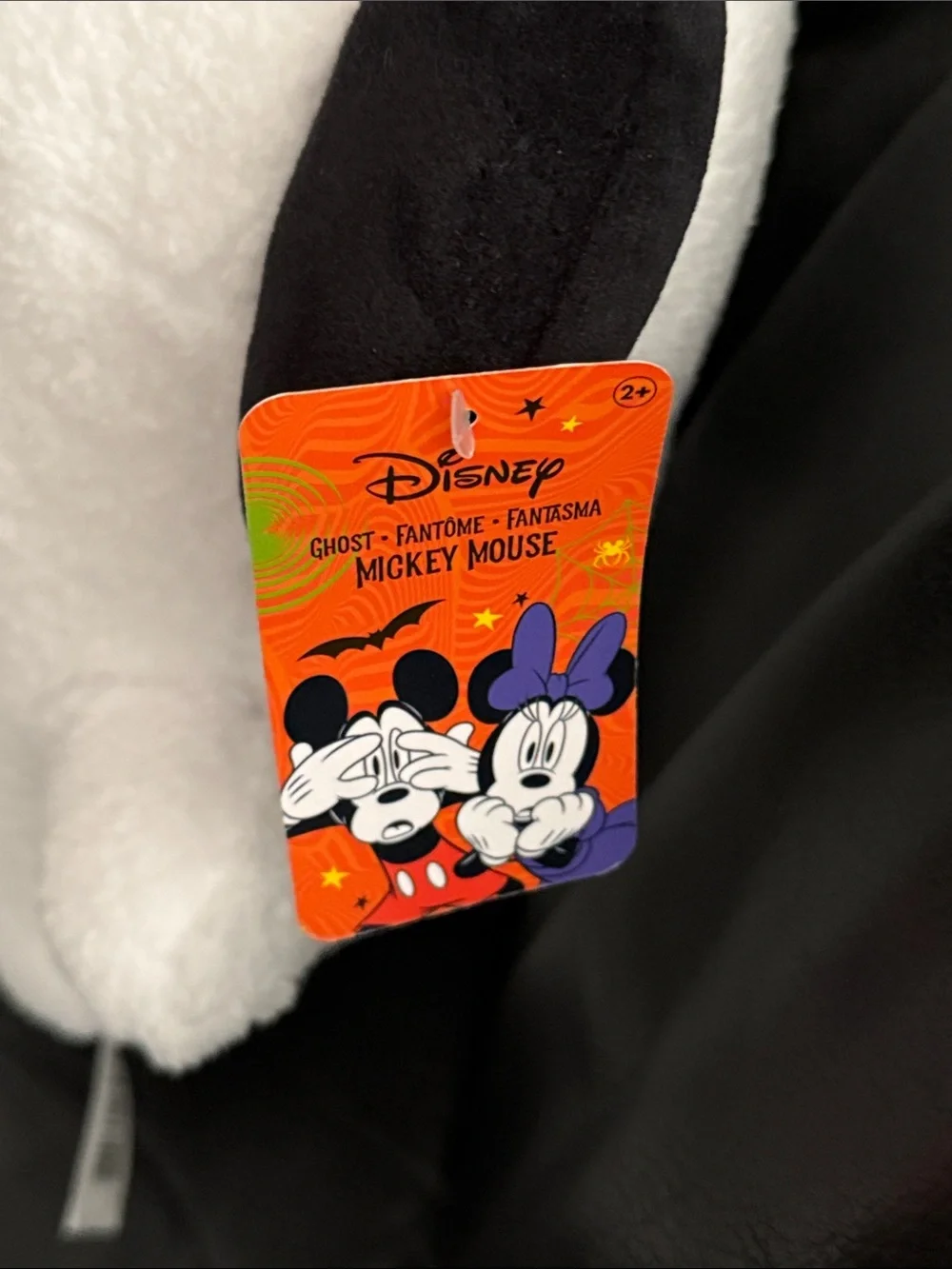 Disney Plush Mickey Ghost Pillow in White and Black
